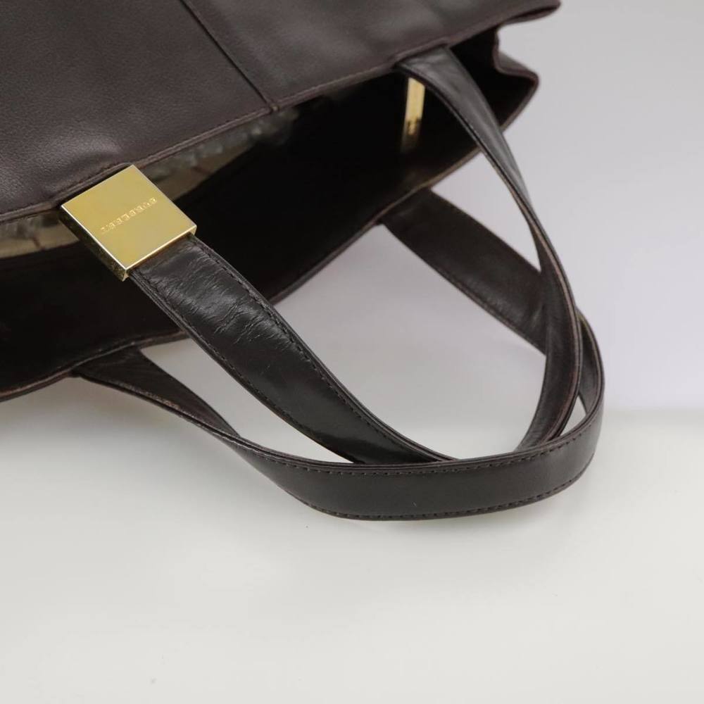 BURBERRY Tote Bag Leather Brown Gold Auth hk1954 - Picture 7 of 16
